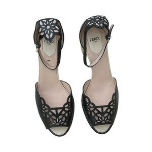 Fendi Leather Lasercut Accents Sandal Size 38